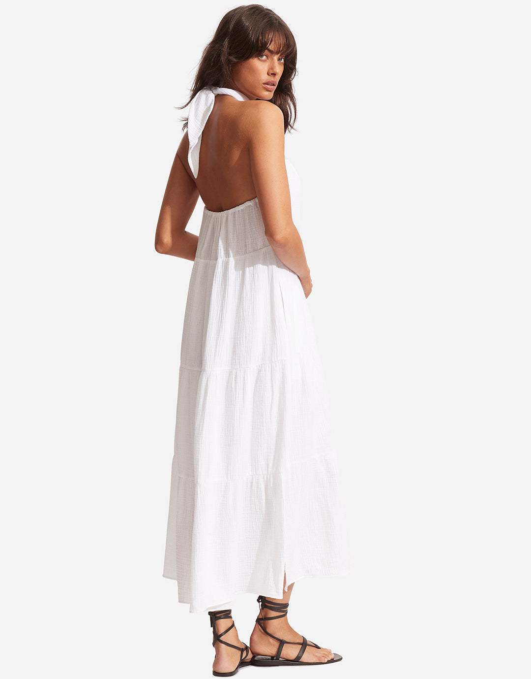 Halter Neck Dress - White - Simply Beach UK