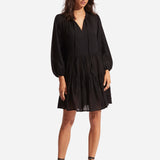 Corsica Embroidery Tier Dress - Black - Simply Beach UK