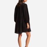 Corsica Embroidery Tier Dress - Black - Simply Beach UK