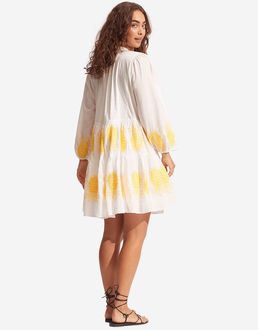 Corsica Embroidery Tier Dress - White - Simply Beach UK