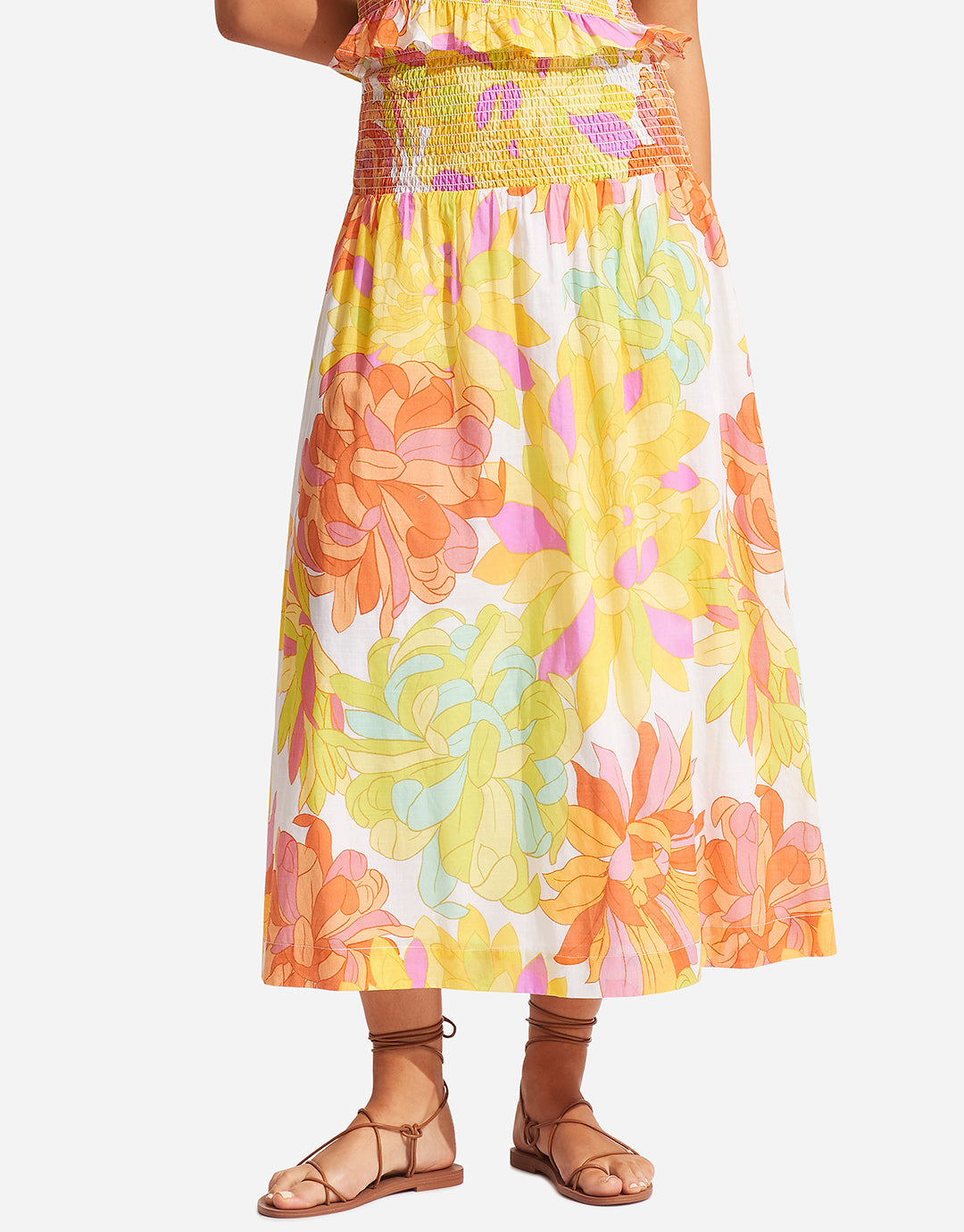 Palm Springs Shirring Skirt - Limelight - Simply Beach UK