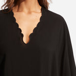 Gia Scallop Kaftan - Black - Simply Beach UK