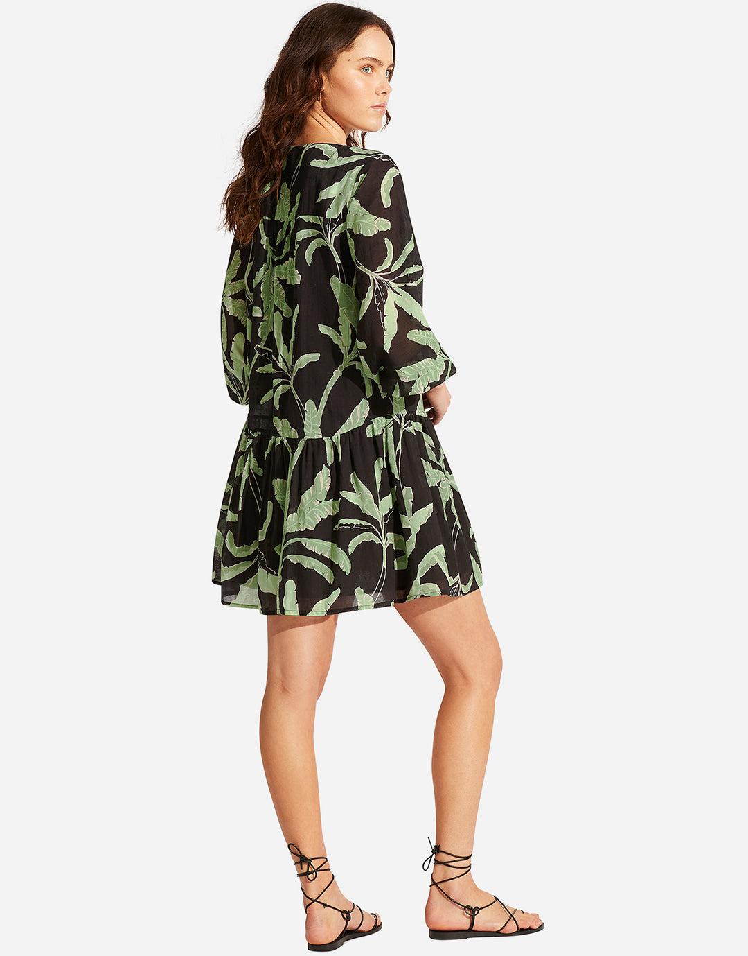 Palm Paradise Tier Dress - Black - Simply Beach UK