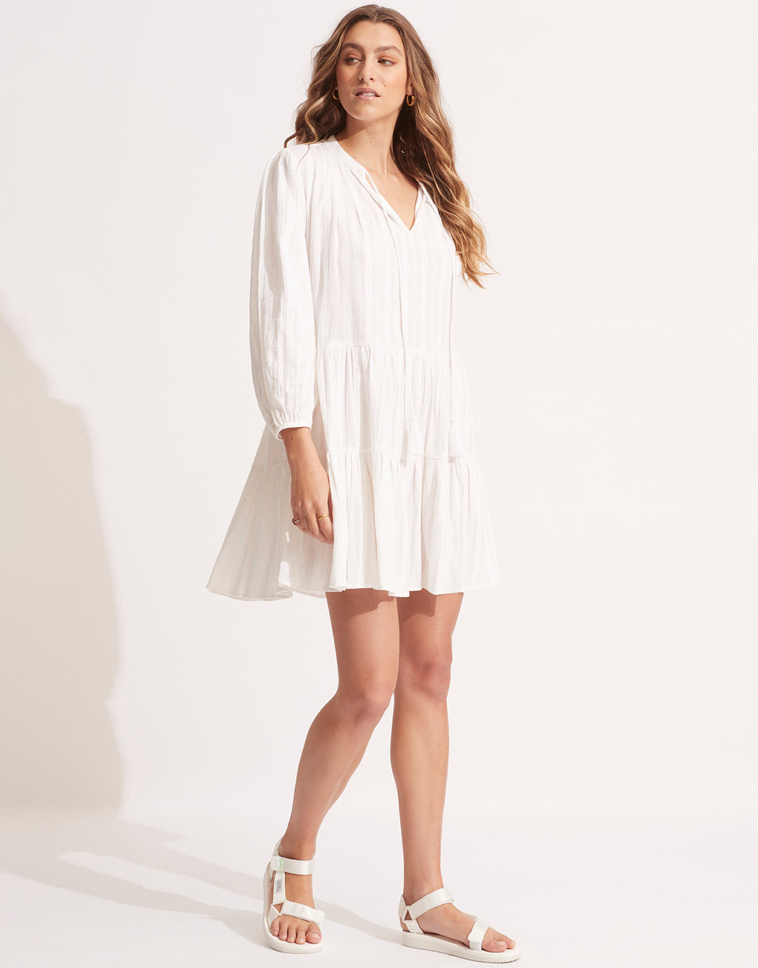 Market Tier Dress - White - Simply Beach UK