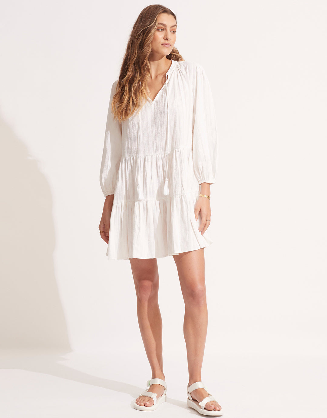 Market Tier Dress - White - Simply Beach UK