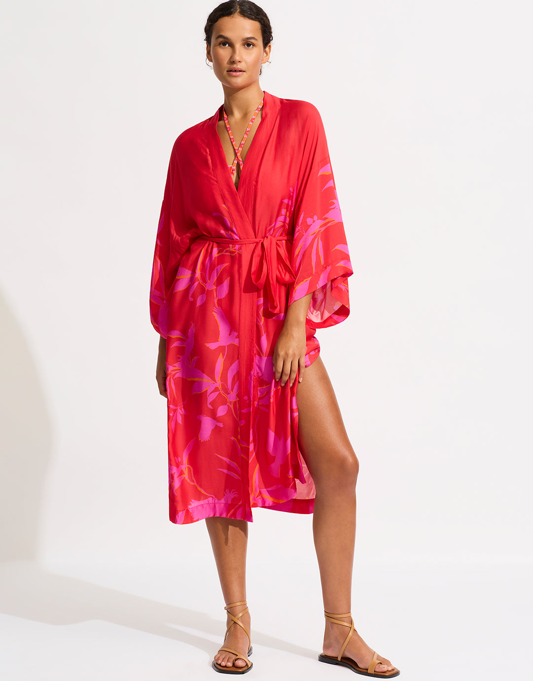 Birds of Paradise Kimono - Chilli Red - Simply Beach UK