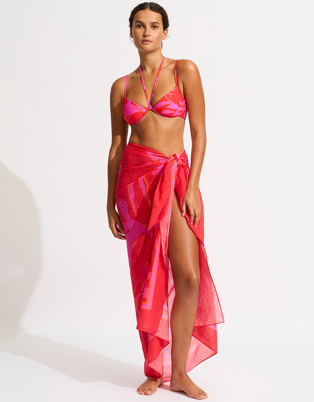 Birds of Paradise Sarong - Chilli Red - Simply Beach UK