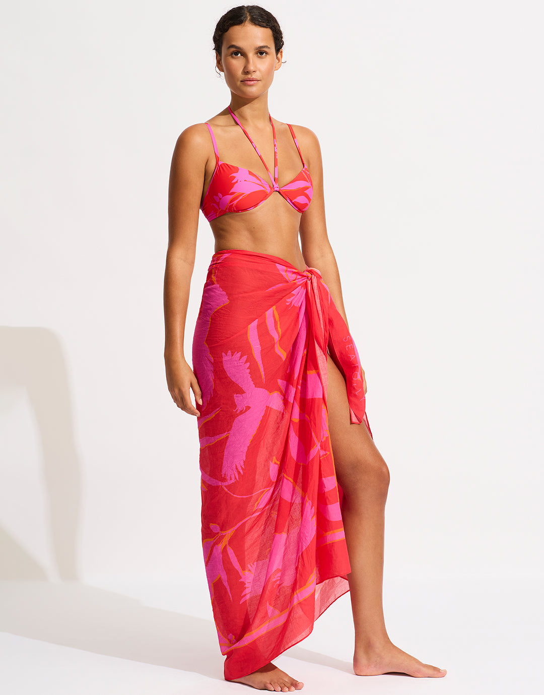 Birds of Paradise Sarong - Chilli Red - Simply Beach UK