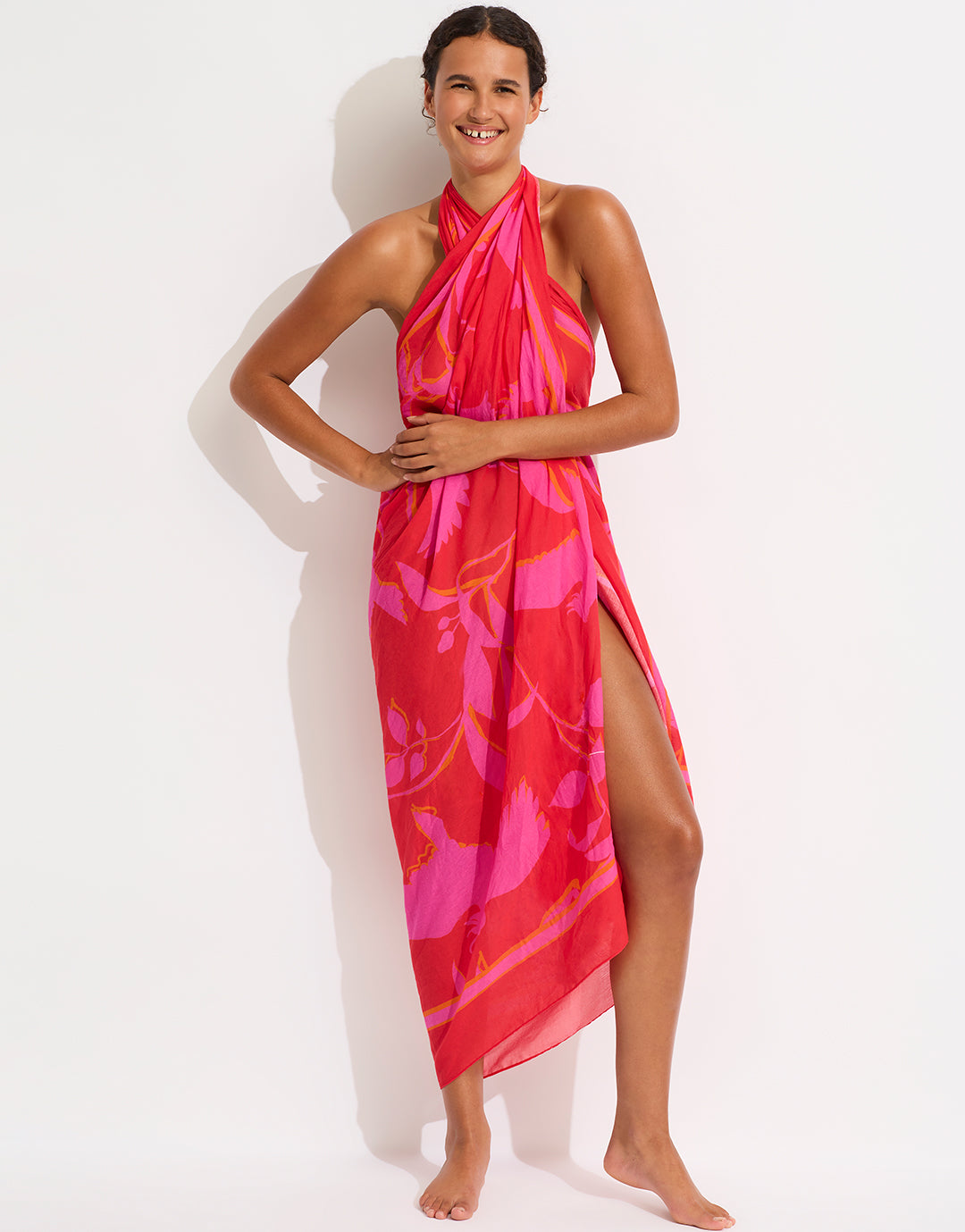 Birds of Paradise Sarong - Chilli Red - Simply Beach UK