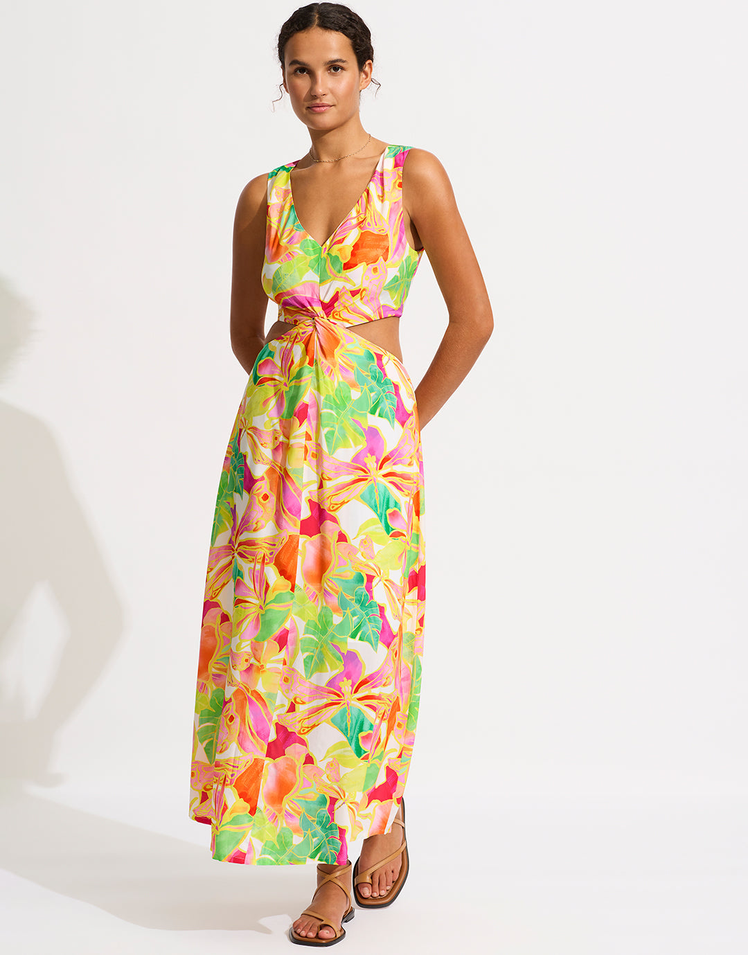 Wonderland Twist Front Maxi Dress - Fuchsia Rose - Simply Beach UK