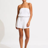 Crinkle Playsuit - White - Simply Beach UK