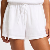 Beach Edit Crinkle Playsuit - White