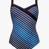 Blue Illusion Cross Front Swimsuit - Blue and White - Simply Beach UK