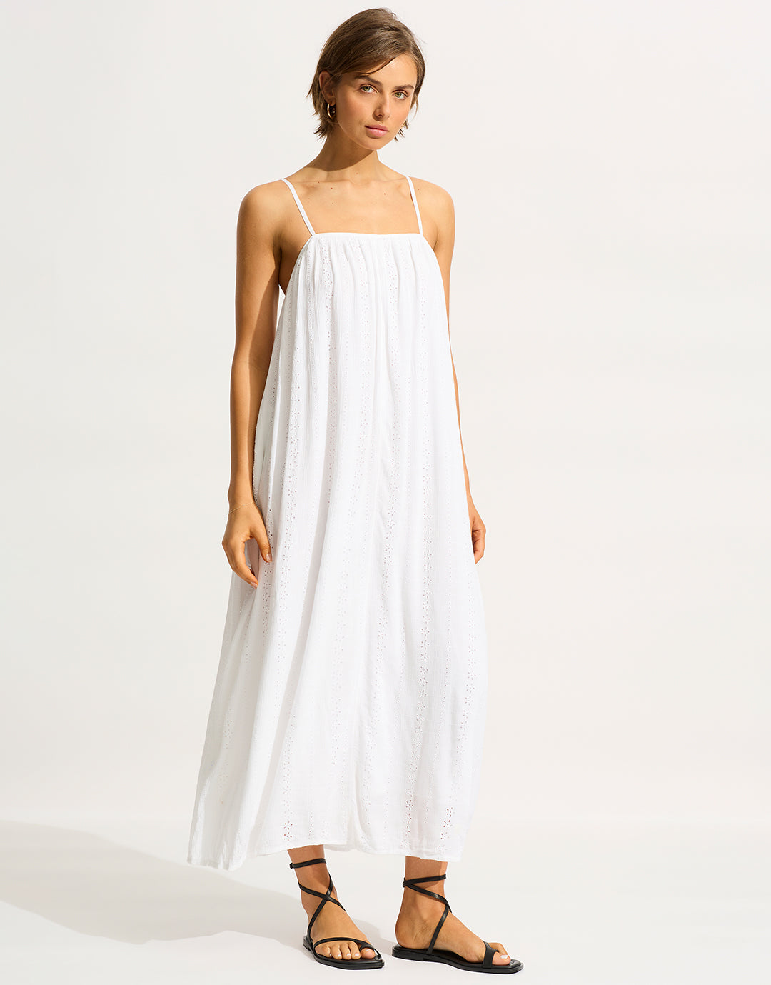 Broderie Maxi Dress - White - Simply Beach UK