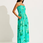 Secret Garden Shirred Maxi Dress - Jade - Simply Beach UK
