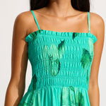 Secret Garden Shirred Maxi Dress - Jade - Simply Beach UK