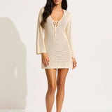 Isla Palm Knit Cover Up - Ecru - Simply Beach UK