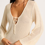 Isla Palm Knit Cover Up - Ecru - Simply Beach UK