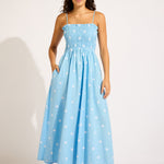 Daisy Chain Shirred Maxi Dress - Powder Blue - Simply Beach UK
