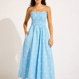 Daisy Chain Shirred Maxi Dress - Powder Blue - Simply Beach UK