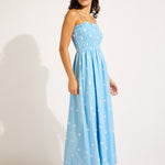 Daisy Chain Shirred Maxi Dress - Powder Blue - Simply Beach UK
