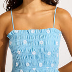 Daisy Chain Shirred Maxi Dress - Powder Blue - Simply Beach UK