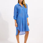 Crinkle Twill Beach Shirt - Sapphire - Simply Beach UK