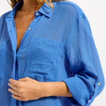 Crinkle Twill Beach Shirt - Sapphire - Simply Beach UK