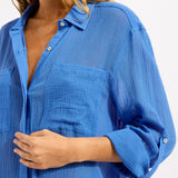 Crinkle Twill Beach Shirt - Sapphire - Simply Beach UK