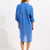 Crinkle Twill Beach Shirt - Sapphire - Simply Beach UK