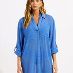 Crinkle Twill Beach Shirt - Sapphire - Simply Beach UK