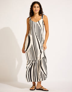 Coastline Tie Back Maxi Dress - Black - Simply Beach UK