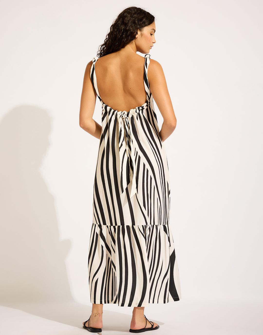 Coastline Tie Back Maxi Dress - Black - Simply Beach UK