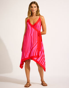 Coastline Scarf Wrap Dress - Flame - Simply Beach UK