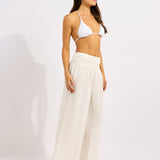 Beach Edit Shirred Waist Pant - White - Simply Beach UK