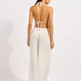 Beach Edit Shirred Waist Pant - White - Simply Beach UK