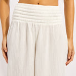 Beach Edit Shirred Waist Pant - White - Simply Beach UK