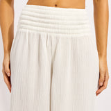 Beach Edit Shirred Waist Pant - White - Simply Beach UK