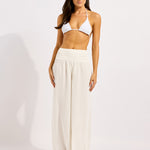 Beach Edit Shirred Waist Pant - White - Simply Beach UK
