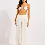 Beach Edit Shirred Waist Pant - White - Simply Beach UK