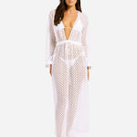 Seafolly Beach Edit Gathered Lace Cover Up - White - Simply Beach UK
