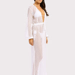 Seafolly Beach Edit Gathered Lace Cover Up - White - Simply Beach UK
