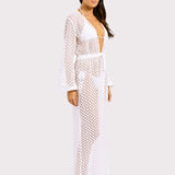 Seafolly Beach Edit Gathered Lace Cover Up - White - Simply Beach UK