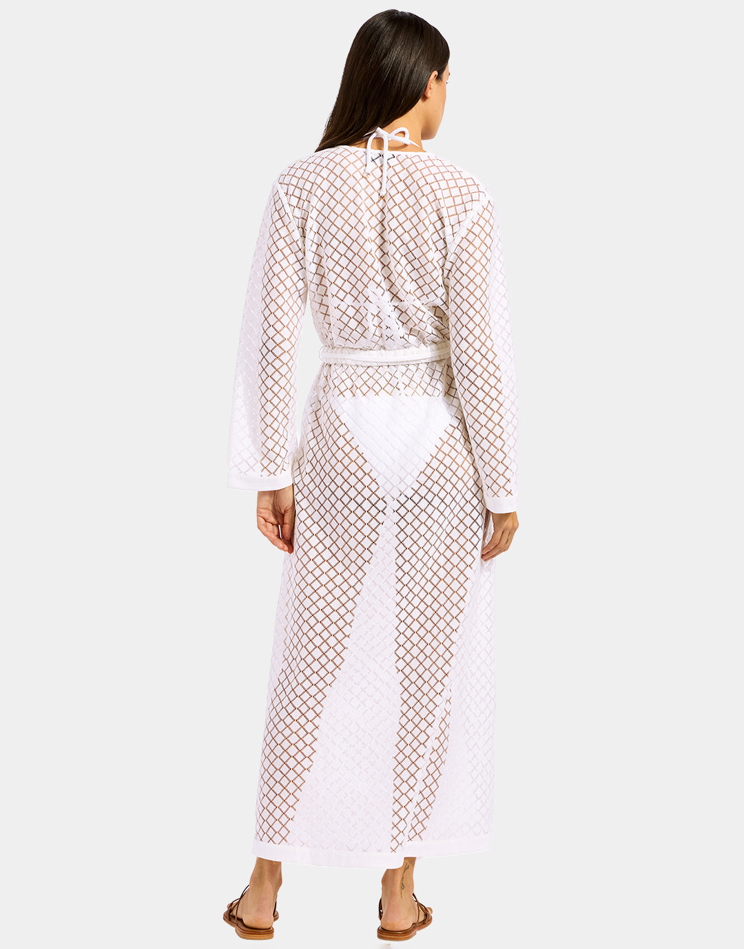 Seafolly Beach Edit Gathered Lace Cover Up - White - Simply Beach UK