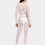 Seafolly Beach Edit Gathered Lace Cover Up - White - Simply Beach UK