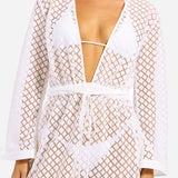 Seafolly Beach Edit Gathered Lace Cover Up - White - Simply Beach UK