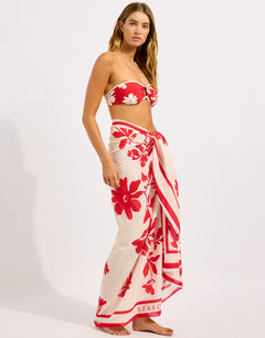 Seafolly Mayflower Sarong - Ecru and Cosmo - Simply Beach UK