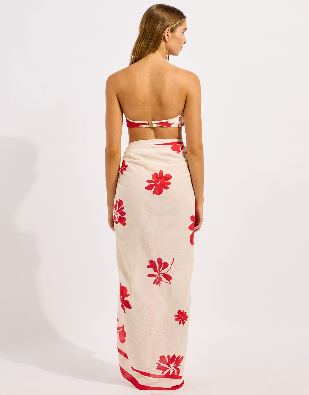 Seafolly Mayflower Sarong - Ecru and Cosmo - Simply Beach UK