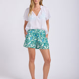 Short Sleeve Peasant Top - White