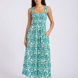 Retro Reef Smocked Dress - Kelly Green
